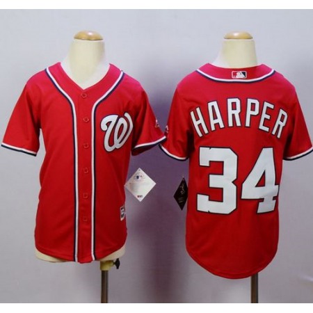 Nationals #34 Bryce Harper Red Cool Base Stitched Youth MLB Jersey