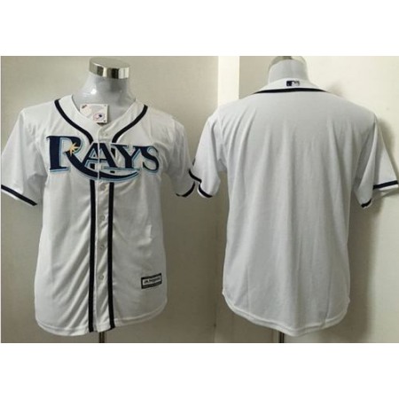 Rays Blank White Cool Base Stitched Youth MLB Jersey