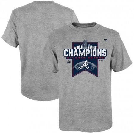 Youth Atlanta Braves Heathered Gray 2021 World Series Champions Locker Room T-Shirt