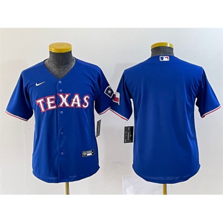Youth Texas Rangers Blank Royal With Patch Stitched Baseball Jersey