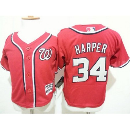 Toddler Nationals #34 Bryce Harper Red Cool Base Stitched MLB Jersey