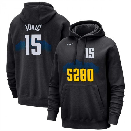 Men's Denver Nuggets #15 Nikola Jokic Black 2023/24 City Edition Name & Number Pullover Hoodie