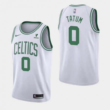 Men's Boston Celtics #0 Jayson Tatum White Association Edition Swingman Vistaprint Patch Stitched Jersey