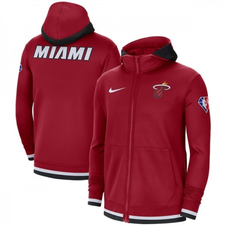 Men's Miami Heat Red 75th Anniversary Performance Showtime Full-Zip Hoodie Jacket