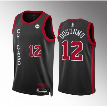 Men's Chicago Bulls #12 Ayo Dosunmu Black 2023/24 City Edition Stitched Basketball Jersey