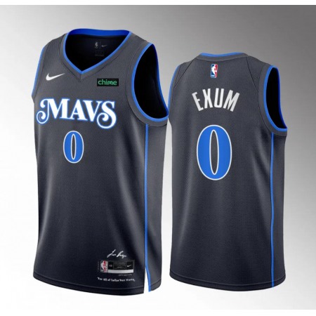 Men's Dallas Mavericks #0 Dante Exum Black 2023/24 City Edition Stitched Basketball Jersey