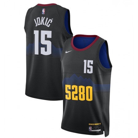 Men's Denver Nuggets #15 Nikola Jokic Black 2023 City Edition Stitched Basketball Jersey