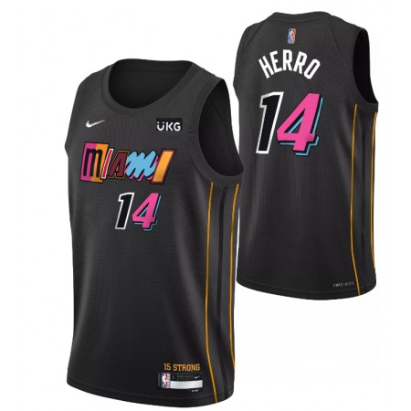 Men's Miami Heat #14 Tyler Herro 2021/2022 Black City Edition 75th Anniversary Stitched Jersey