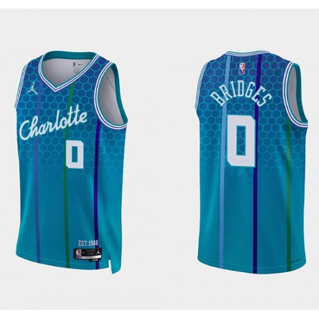 Men's Charlotte Hornets #0 Miles Bridges 2021/22 Blue 75th Anniversary City Edition Stitched Basketball Jersey