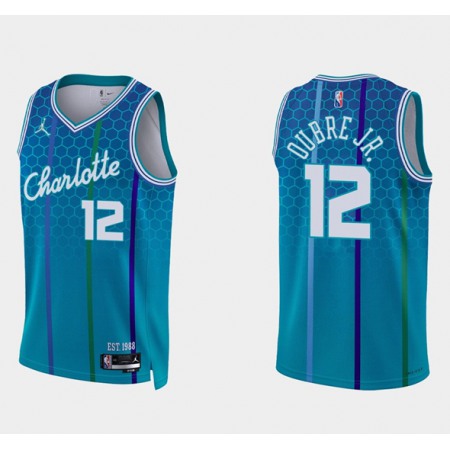 Men's Charlotte Hornets #12 Kelly Oubre Jr. 2021/22 Blue 75th Anniversary City Edition Stitched Basketball Jersey