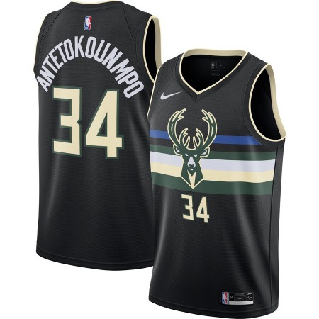 Men's Milwaukee Bucks #34 Giannis Antetokounmpo Black 2019 City Edition Swingman Stitched NBA Jersey