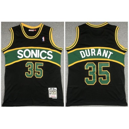 Men's Oklahoma City Thunder #35 Kevin Durant Black 2007-08 Black Throwback SuperSonics Stitched Jersey