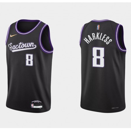 Men's Sacramento Kings #8 Maurice Harkless 2021/22 Black 75th Anniversary City Edition Stitched Basketball Jersey