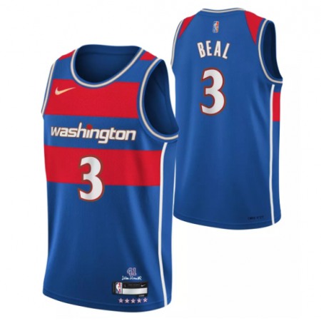 Men's Washington Wizards #3 Bradley Beal 75th Anniversary 2021/2022 Blue City Edition Swingman Stitched Jersey