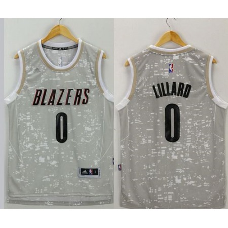 Blazers #0 Damian Lillard Grey City Light Stitched NBA Jersey