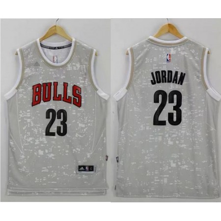 Bulls #23 Michael Jordan Grey City Light Stitched NBA Jersey