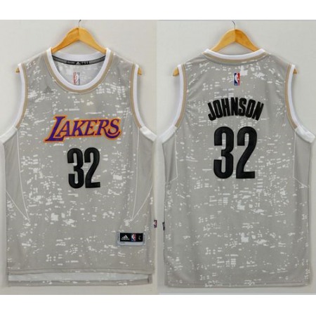 Lakers #32 Magic Johnson Grey City Light Stitched NBA Jersey