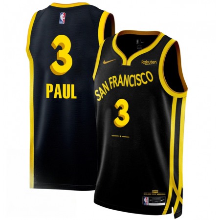 Men's Golden State Warriors #3 Chris Paul Black 2023/24 City Edition Stitched Basketball Jersey