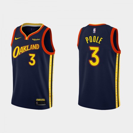 Men's Golden State Warriors #3 Jordan Poole 2020-21 Navy City Edition Stitched NBA Jersey
