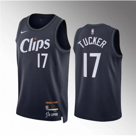 Men's Los Angeles Clippers #17 P.j. Tucker Navy 2023/24 City Edition Stitched Jersey