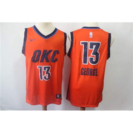 Men's Oklahoma City Thunder #13 Paul George Orange 2018/19 Earned Edition Swingman Stitched NBA Jersey