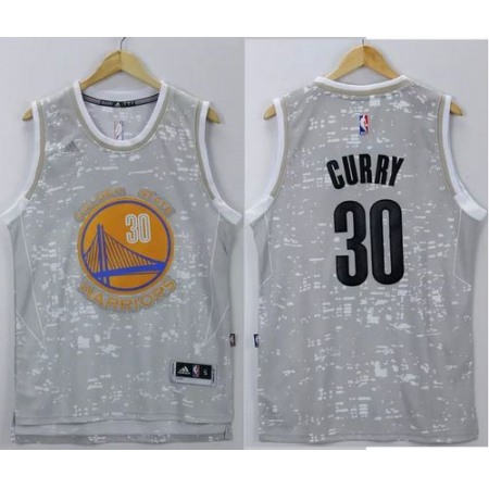 Warriors #30 Stephen Curry Grey City Light Stitched NBA Jersey