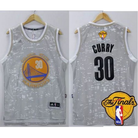 Warriors #30 Stephen Curry Grey City Light The Finals Patch Stitched NBA Jersey