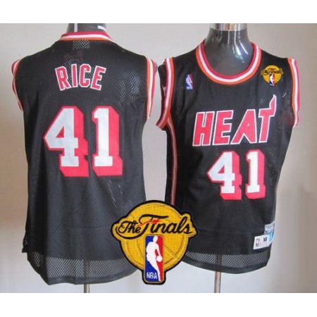 Heat #41 Glen Rice Black Hardwood Classics Nights Finals Patch Stitched NBA Jersey