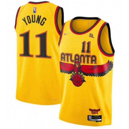 Men's Atlanta Hawks #11 Trae Young 2021/22 Yellow 75th Anniversary City Edition Stitched Jersey