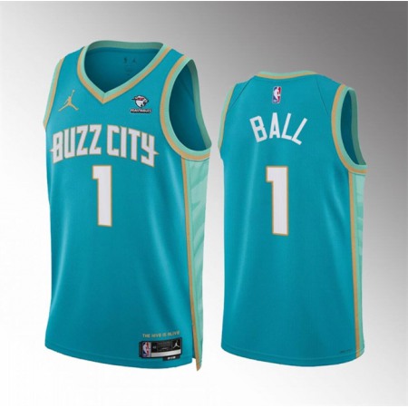 Men's Charlotte Hornets #1 LaMelo Ball Teal 2023/24 City Edition Stitched Basketball Jersey