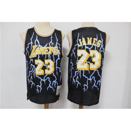 Men's Los Angeles Lakers #23 LeBron James Black Hardwood Classics Lightning Limited Edition Stitched Jersey