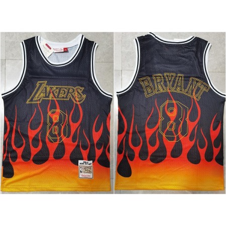 Men's Los Angeles Lakers #8 Kobe Bryant Black Mitchell & Ness 1996-97 Hardwood Classics Swingman Flames Stitched Jersey