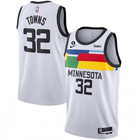 Men's Minnesota Timberwolves #32 Karl-Anthony Towns White 2022/23 City Edition Stitched Jersey