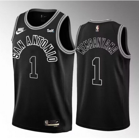 Men's San Antonio Spurs #1 Victor Wembanyama Black 2022/23 Classic Edition Stitched Basketball Jersey