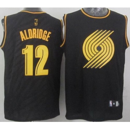 Blazers #12 Lamarcus Aldridge Black Precious Metals Fashion Stitched NBA Jersey