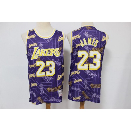 Men's Los Angeles Lakers #23 LeBron James Purple Tear Up Pack Hardwood Classics Swingman Stitched Jersey