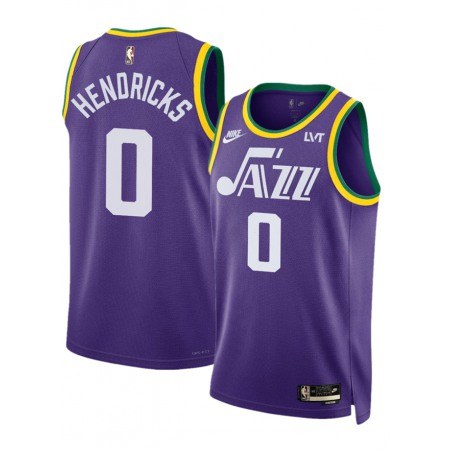 Men's Utah Jazz #0 Taylor Hendricks Purple 2023 Classic Edition Stitched Basketball Jersey