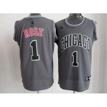 Bulls #1 Derrick Rose Grey Graystone II Fashion Stitched NBA Jersey