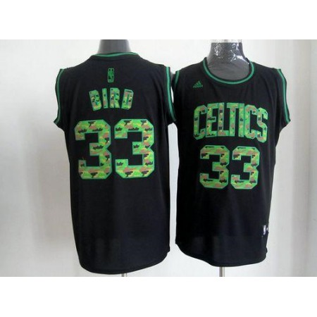 Celtics #33 Larry Bird Black Camo Fashion Embroidered NBA Jersey