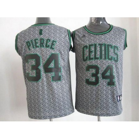 Celtics #34 Paul Pierce Grey Static Fashion Embroidered NBA Jersey