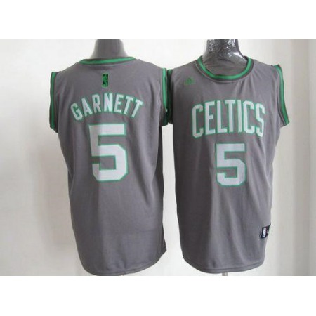 Celtics #5 Kevin Garnett Grey Graystone Fashion Embroidered NBA Jersey