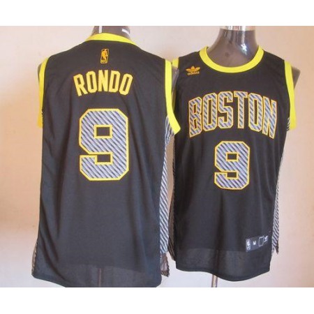 Celtics #9 Rajon Rondo Black Electricity Fashion Embroidered NBA Jersey