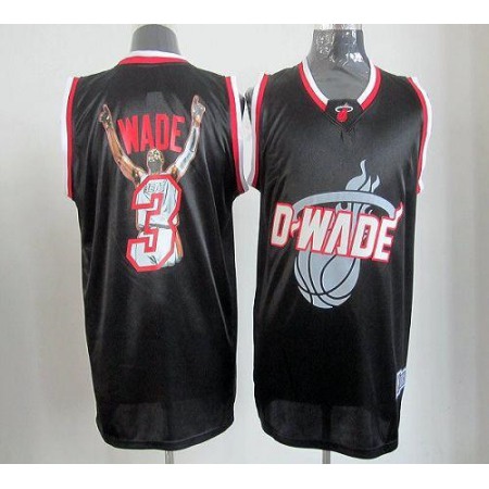 Heat #3 Dwyane Wade Black Majestic Athletic Notorious Fashion Stitched NBA Jersey