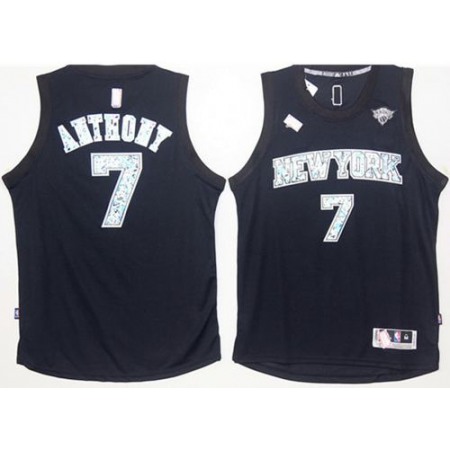 Knicks #7 Carmelo Anthony Black Diamond Fashion Stitched NBA Jersey