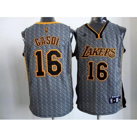 Lakers #16 Pau Gasol Grey Static Fashion Stitched NBA Jersey