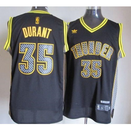 Thunder #35 Kevin Durant Black Electricity Fashion Stitched NBA Jersey
