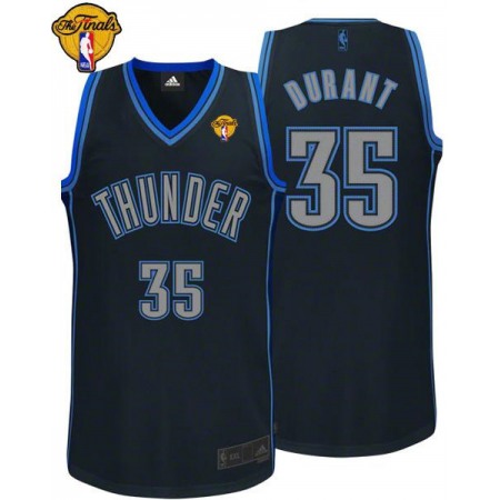 Thunder #35 Kevin Durant Black Graystone Fashion With Finals Patch Stitched NBA Jersey