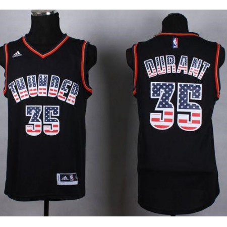 Thunder #35 Kevin Durant Black USA Flag Fashion Stitched NBA Jersey