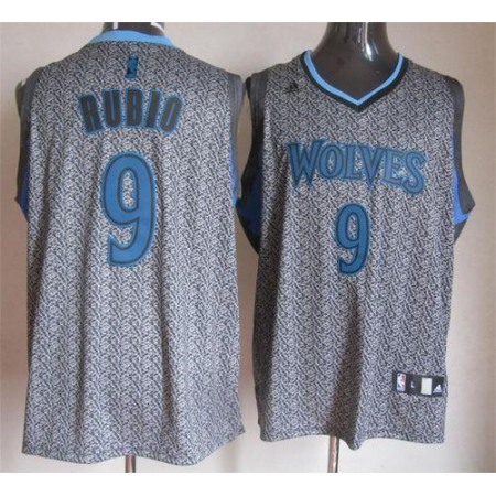 Timberwolves #9 Ricky Rubio Grey Static Fashion Stitched NBA Jersey