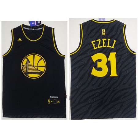 Warriors #31 Festus Ezeli Black Precious Metals Fashion Stitched NBA Jersey